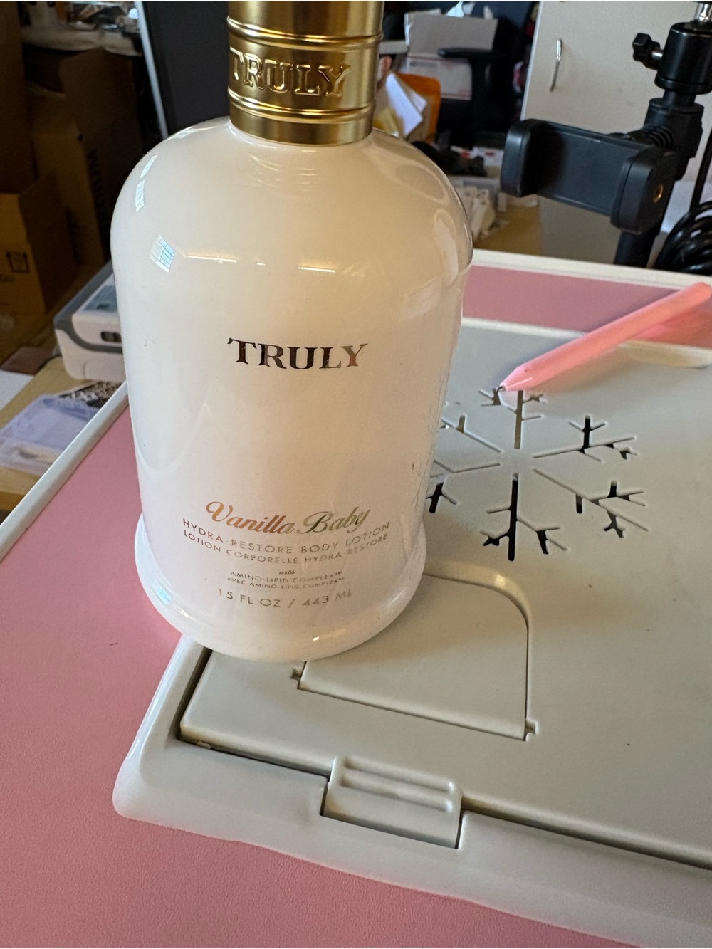 TRULY Vanilla Baby Hydrate & Restore Body Lotion - Cream and Gold Accents